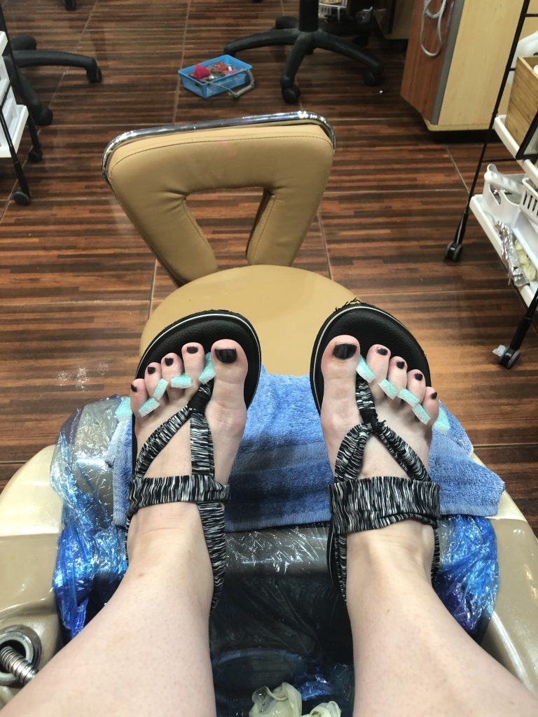 Painted toenails
